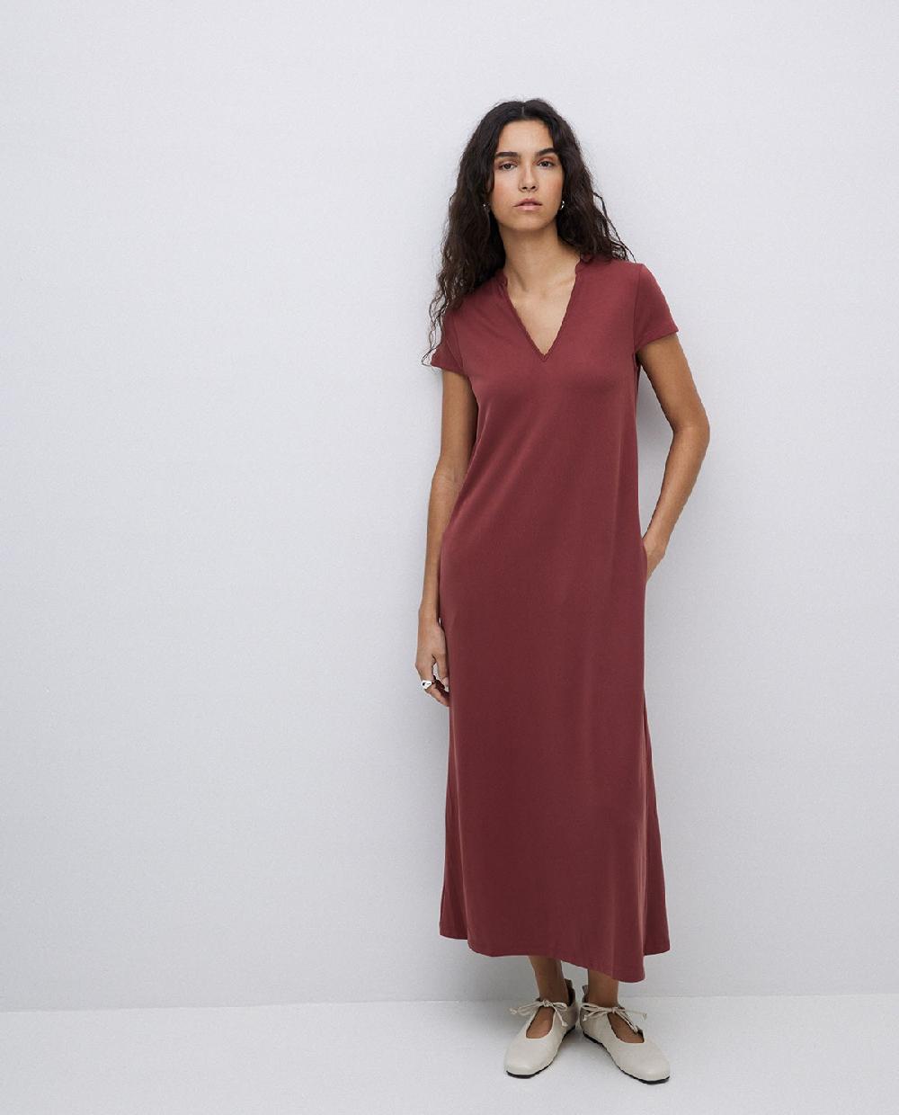 Yerse Vestido Midi Manga Japonesa Granate