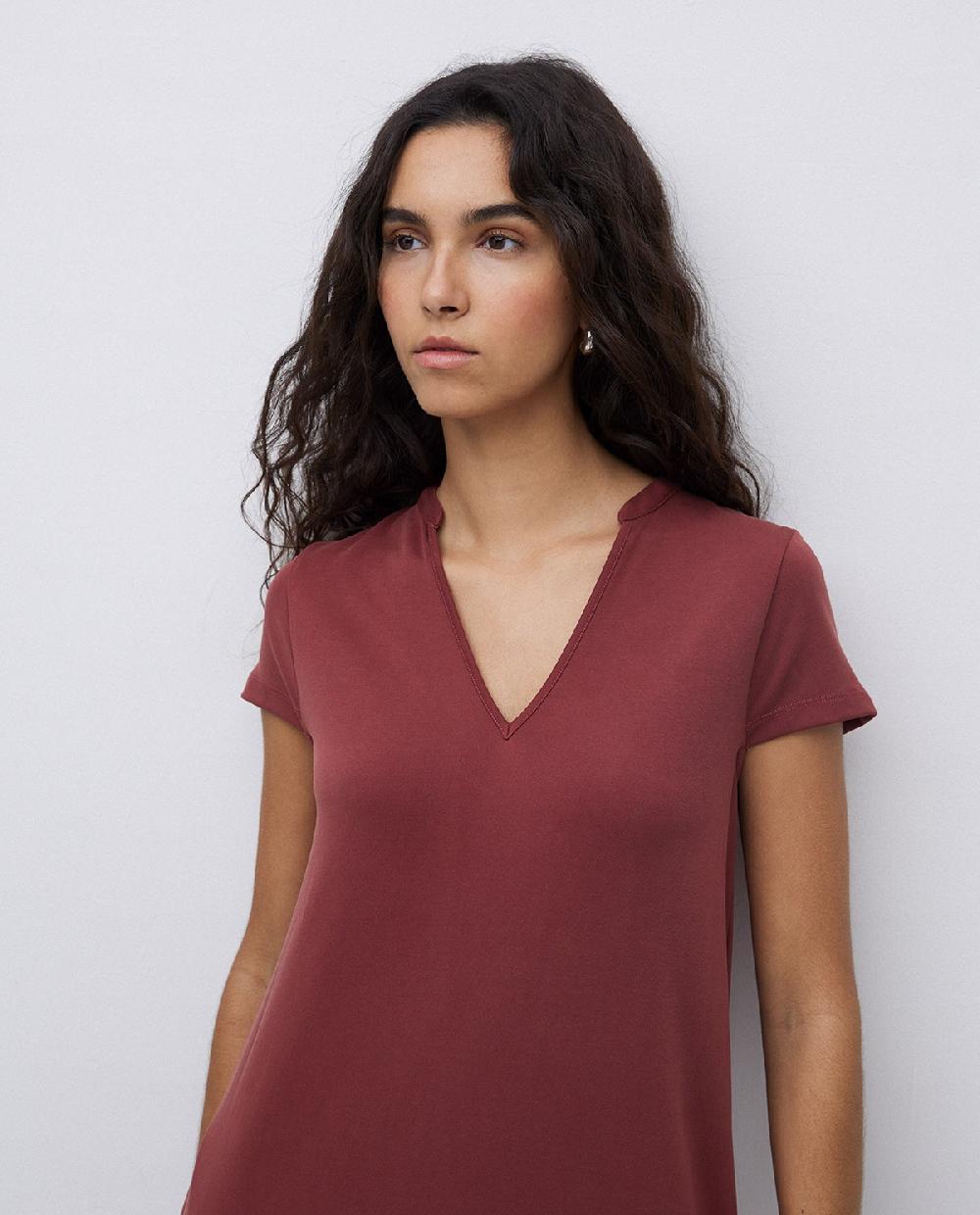 Yerse Vestido Midi Manga Japonesa Granate