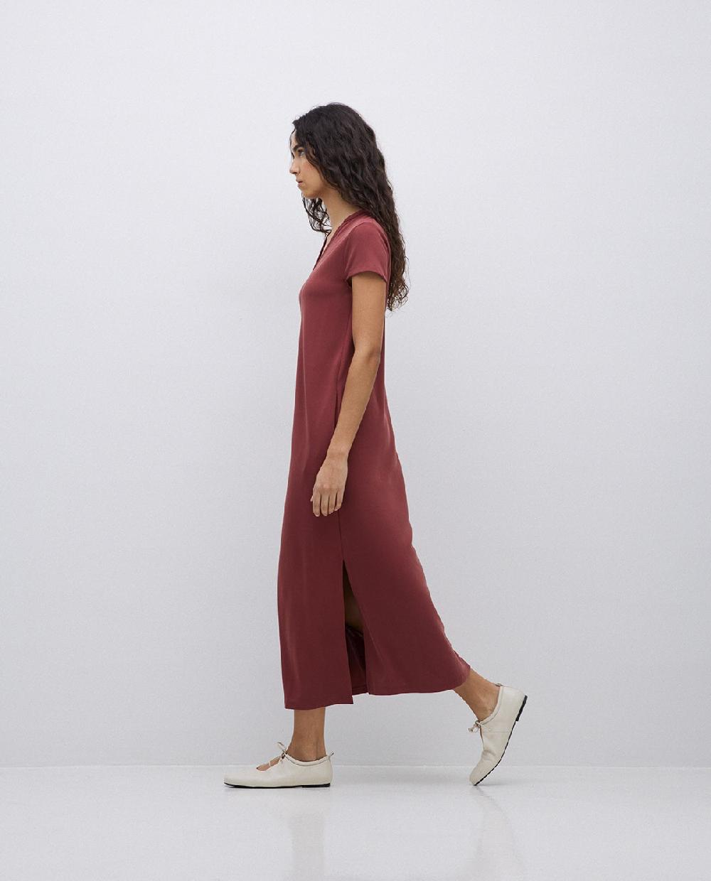 yerse Vestido midi manga japonesa granate