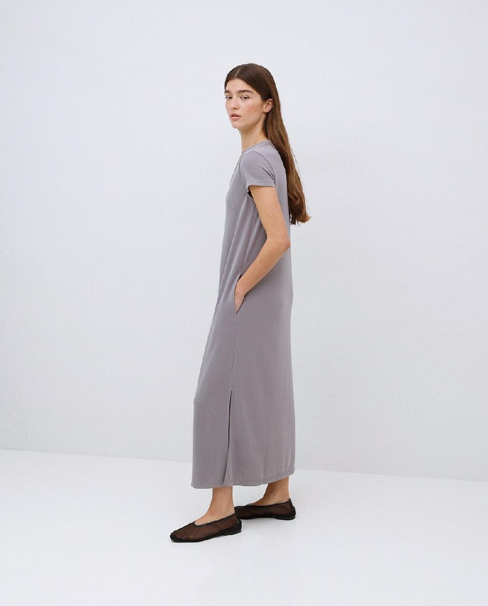 Yerse Vestido Midi Manga Japonesa Gris