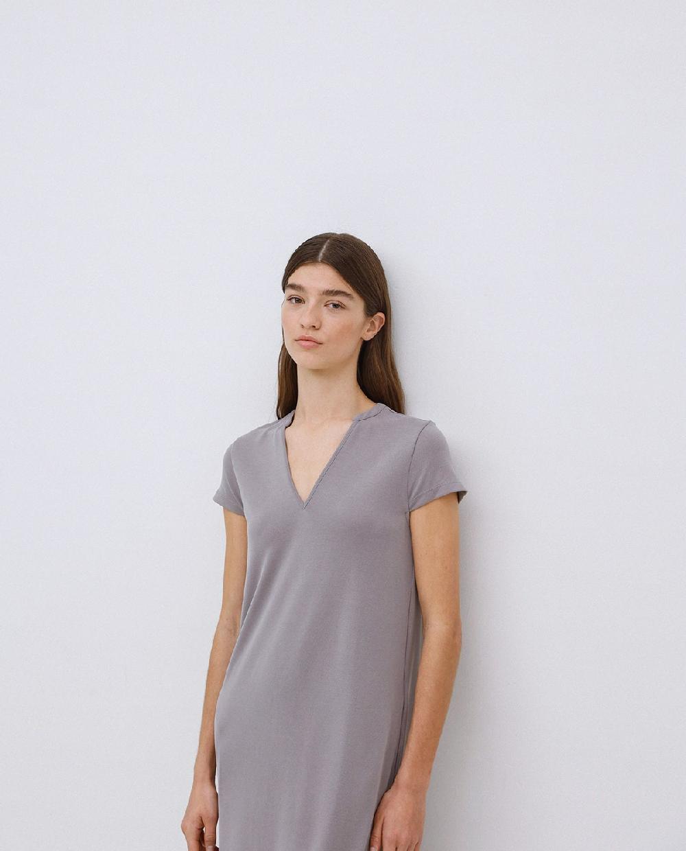 Yerse Vestido Midi Manga Japonesa Gris