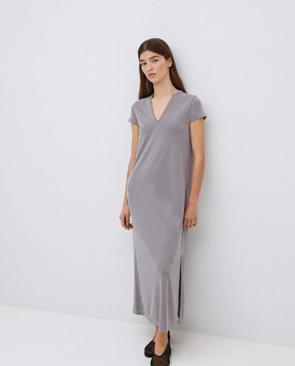 yerse Vestido midi manga japonesa gris