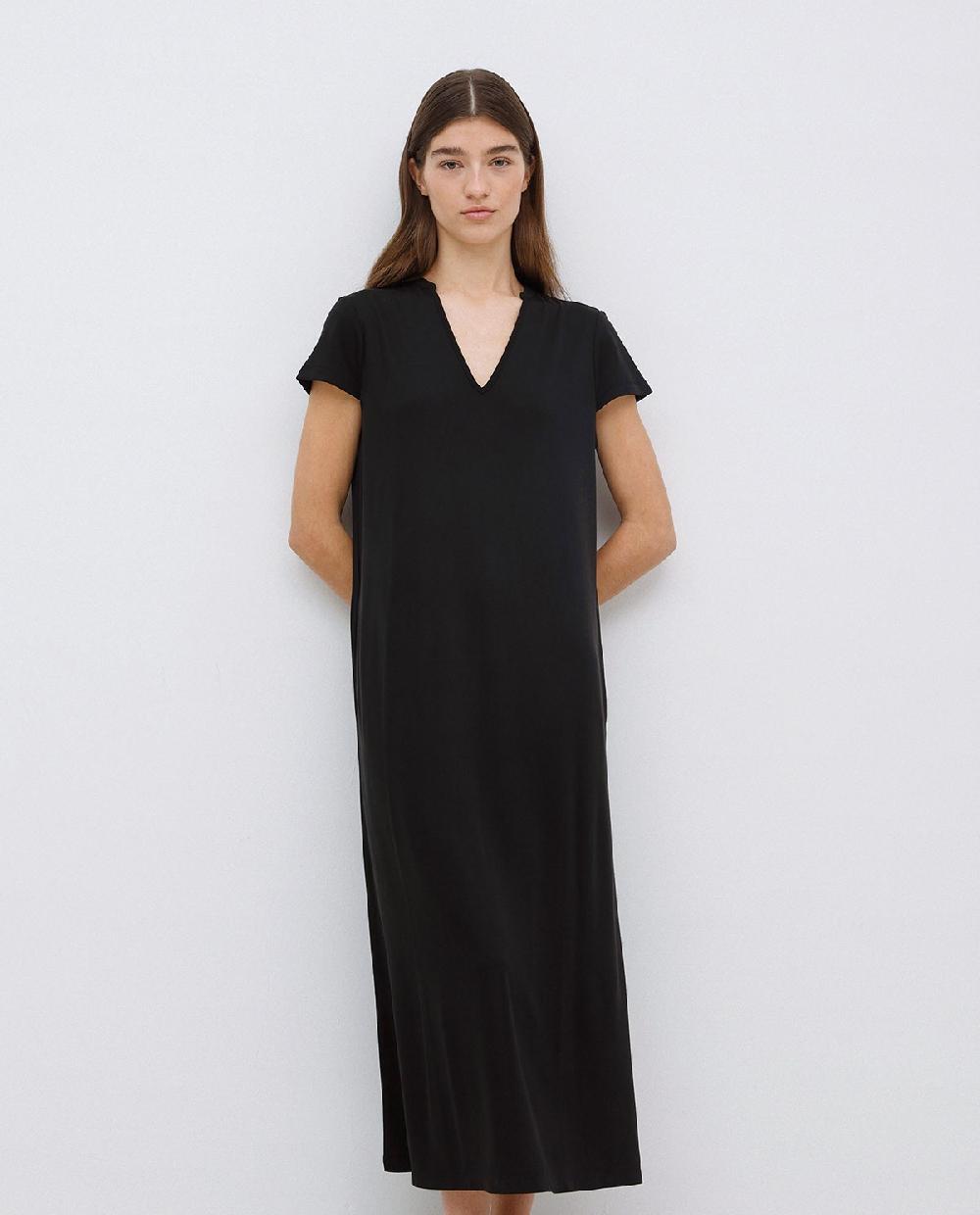 Yerse Vestido Midi Manga Japonesa Negro