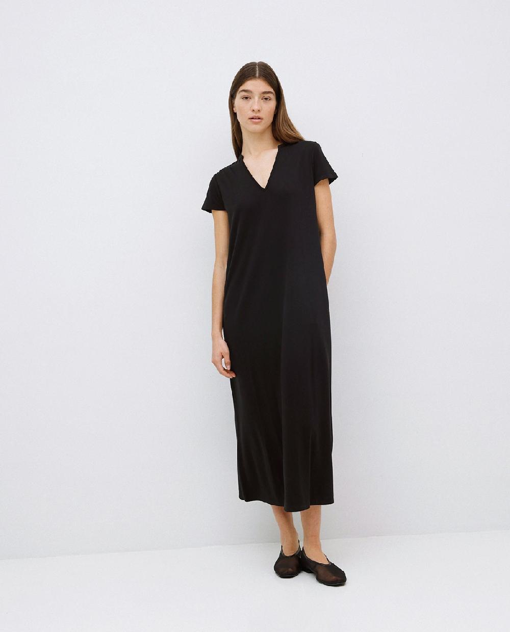 yerse Vestido midi manga japonesa negro