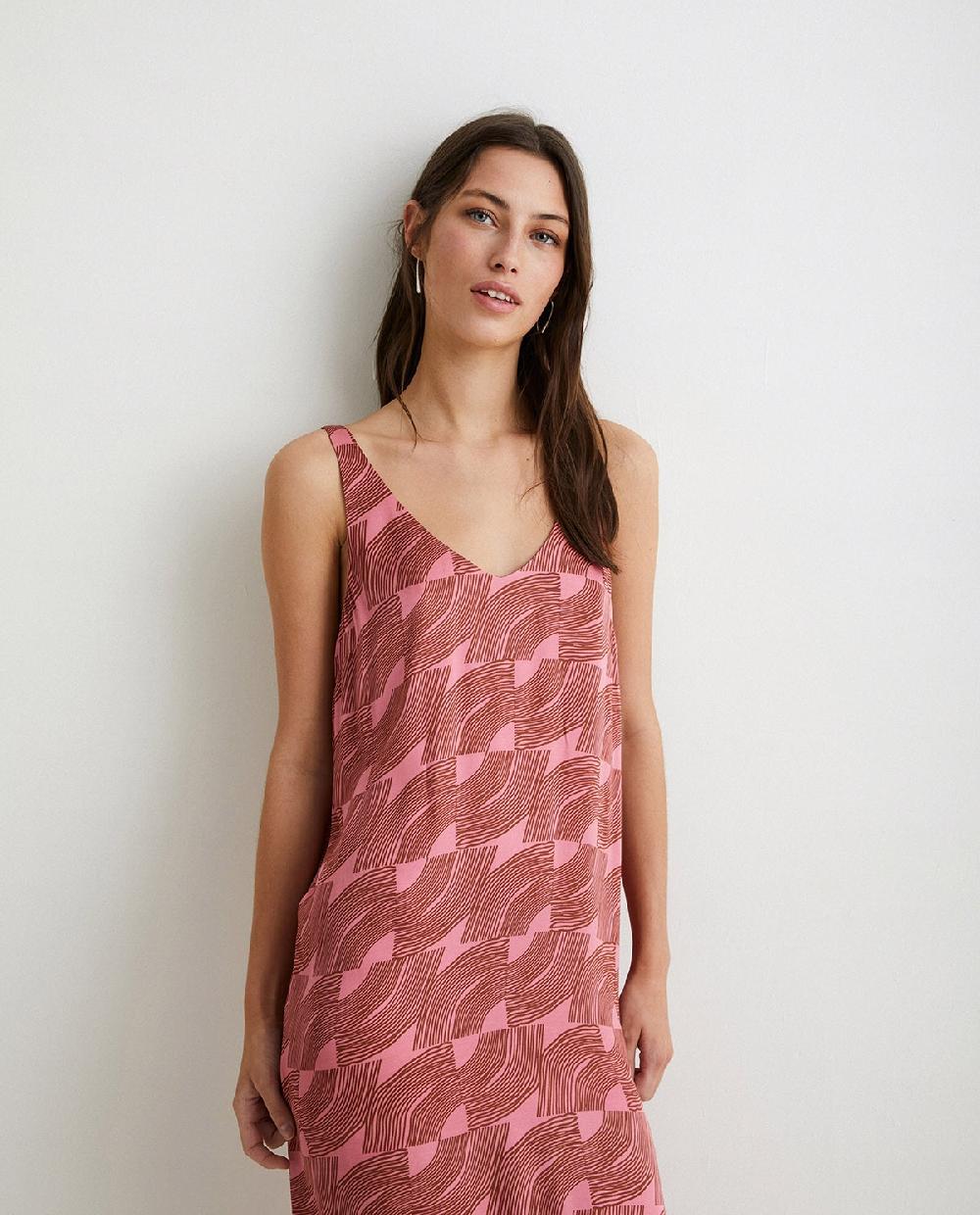 yerse Vestido satén tirantes rosa