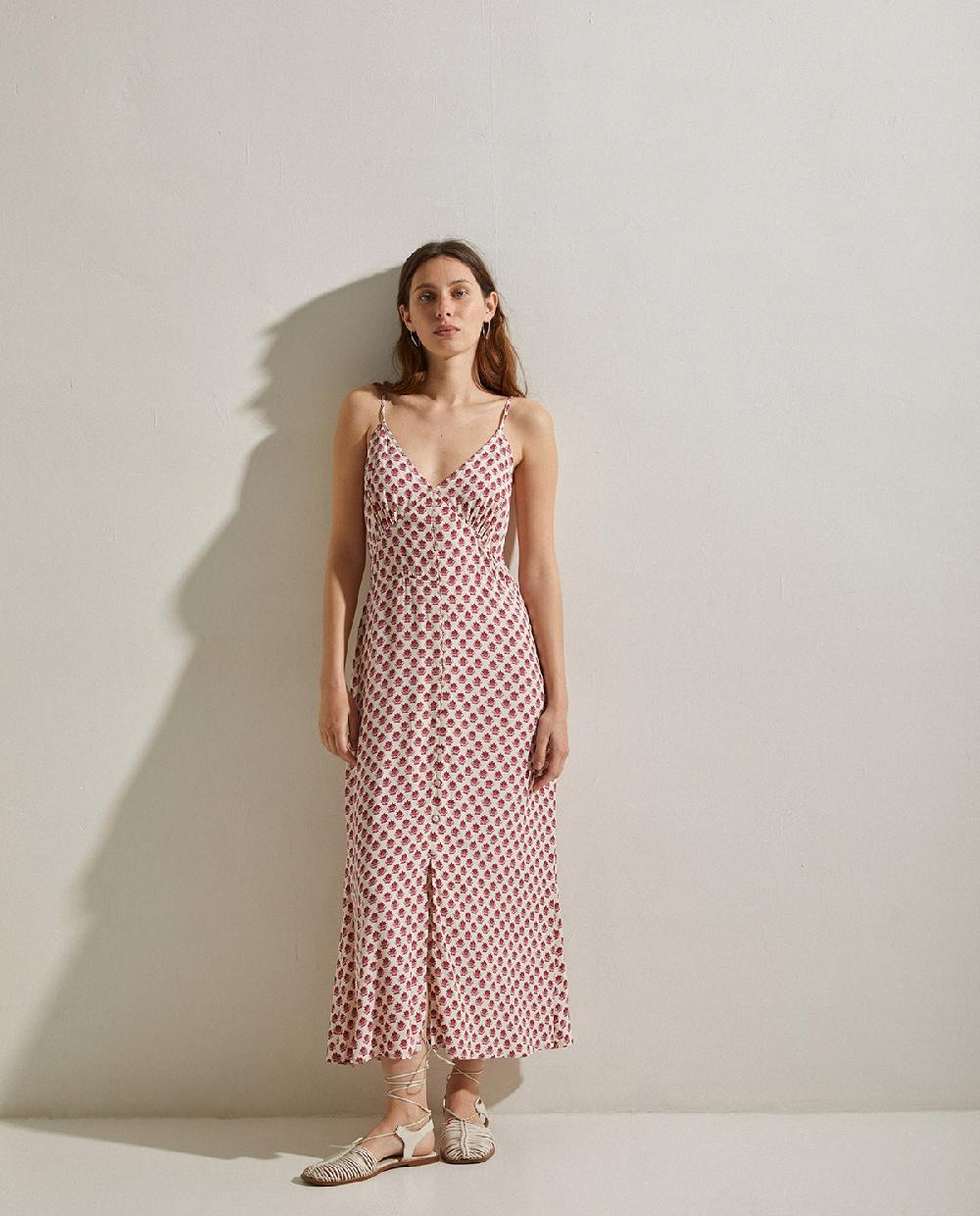 Yerse Vestido Tirantes Estampado Crudo