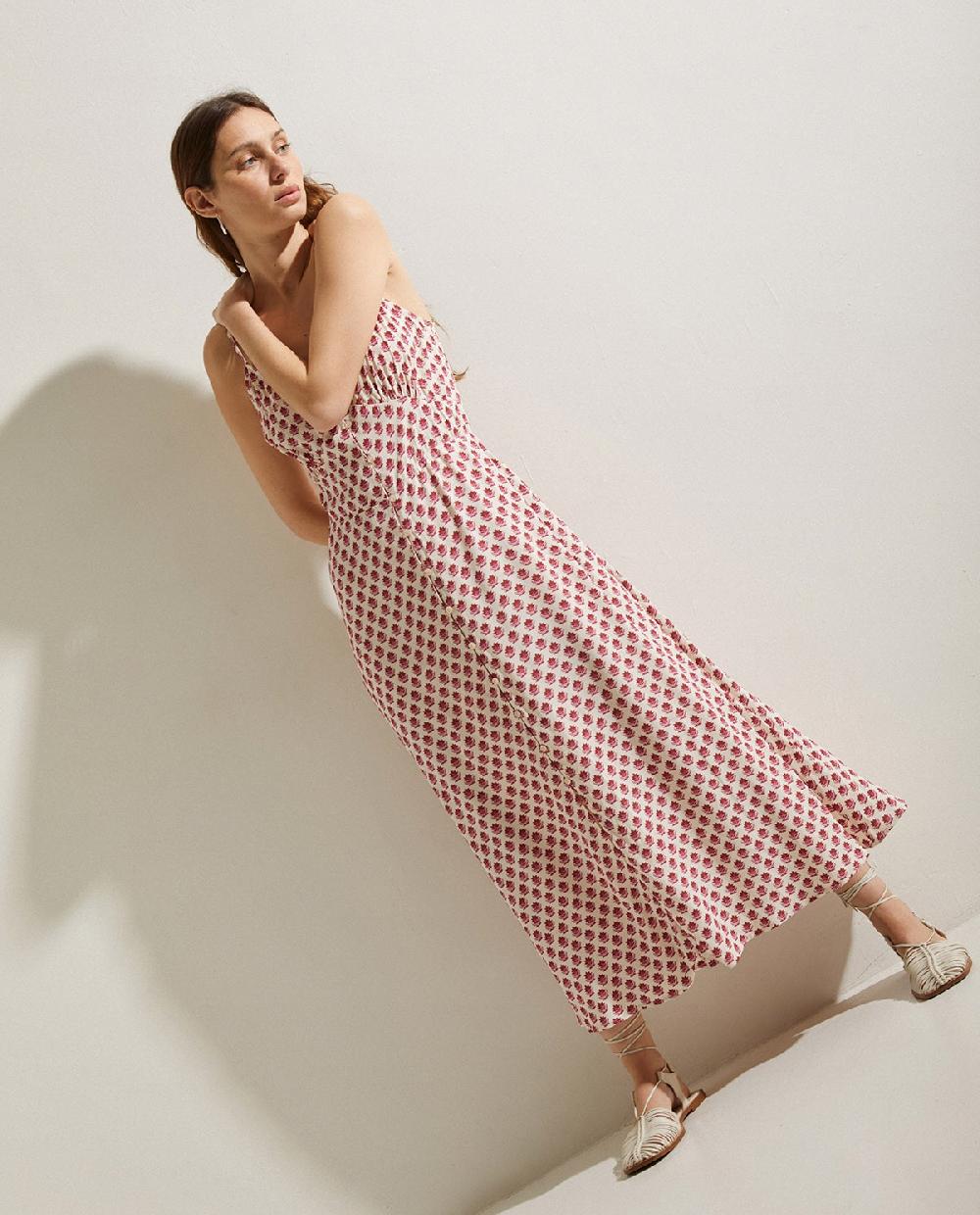 Yerse Vestido Tirantes Estampado Crudo