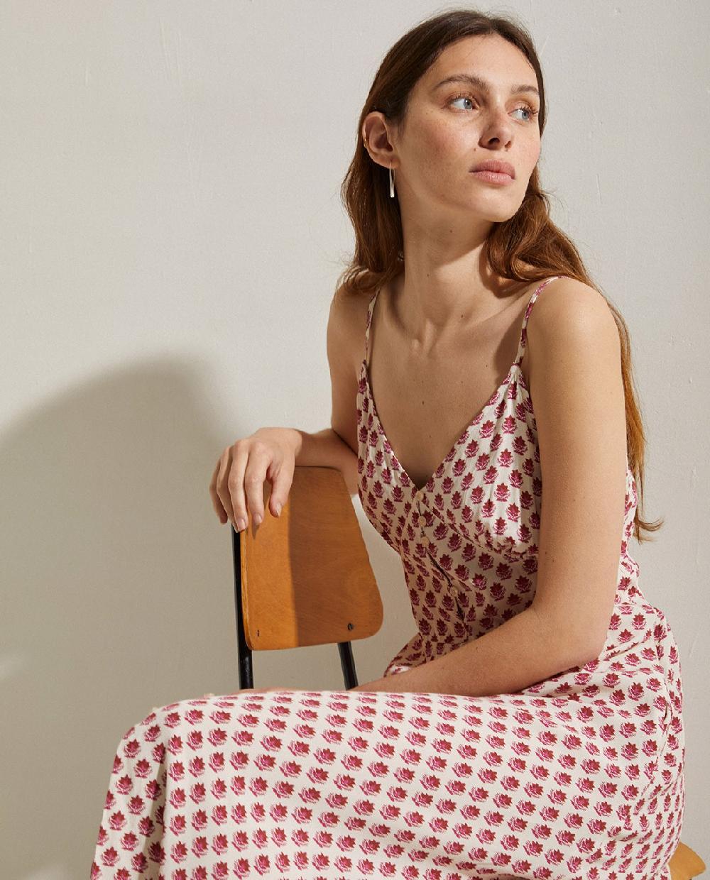 Yerse Vestido Tirantes Estampado Crudo