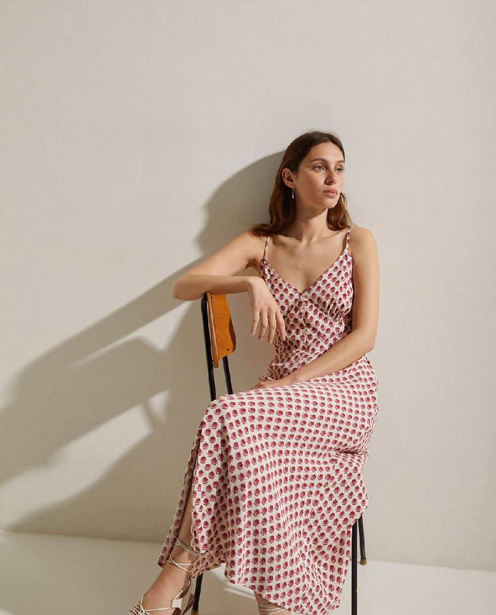 yerse Vestido tirantes estampado crudo