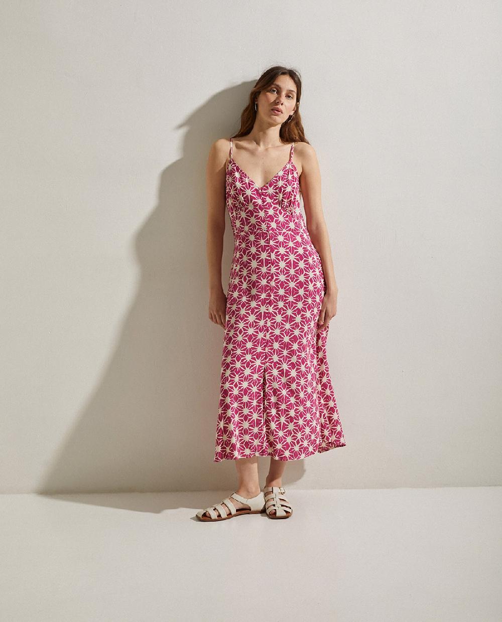 Yerse Vestido Tirantes Estampado Fuchsia