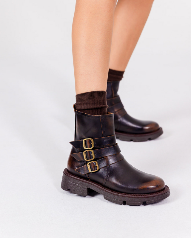 yokono Botín plano ELZE-004 marrón