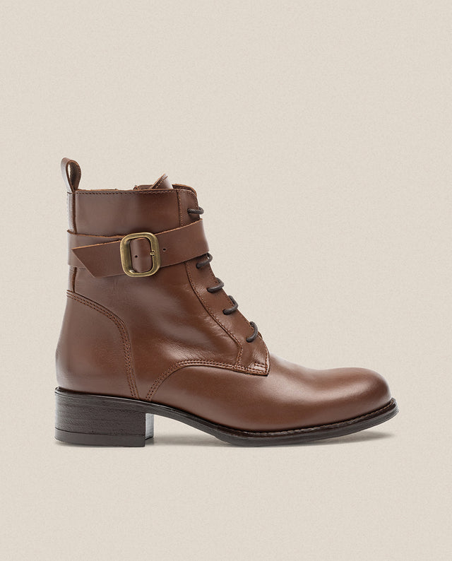 yokono Botín plano MONS-005 marrón