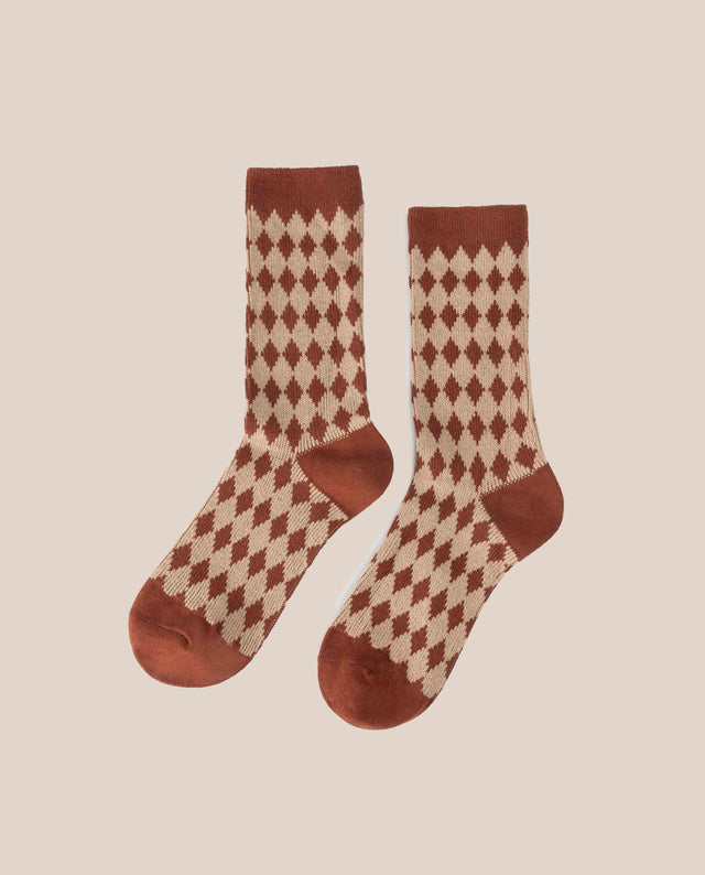 yokono Calcetín Arlequín Teja