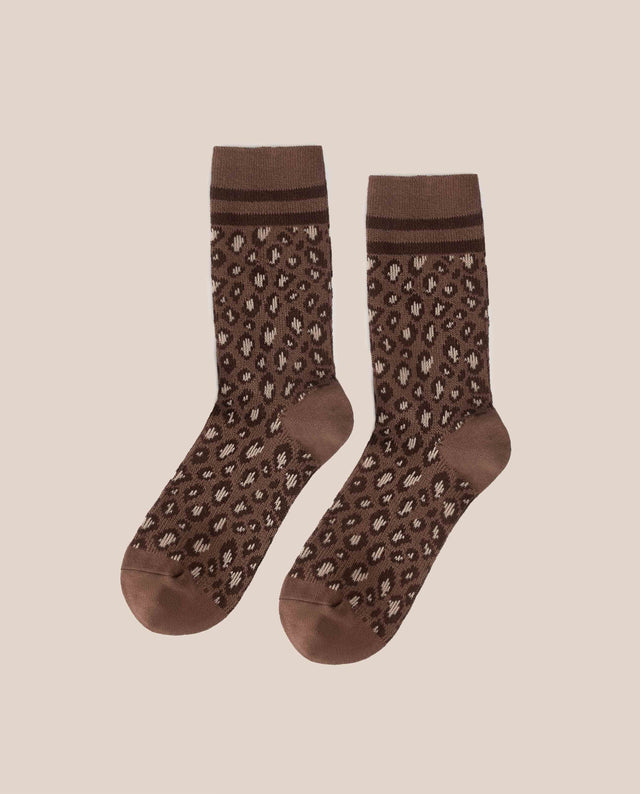 yokono Calcetín Leopardo Marrón