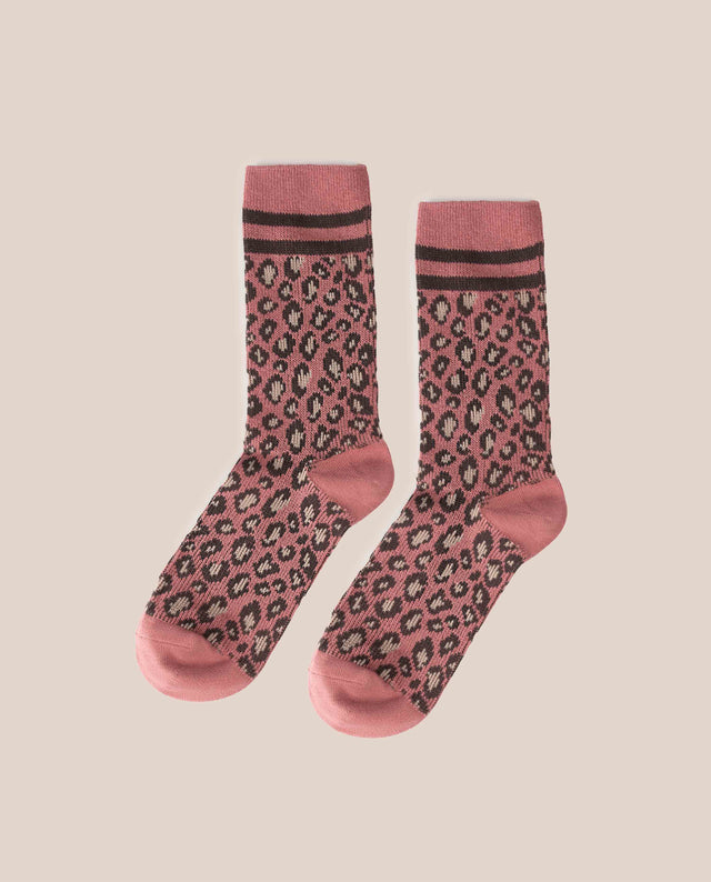yokono Calcetín Leopardo Rosa