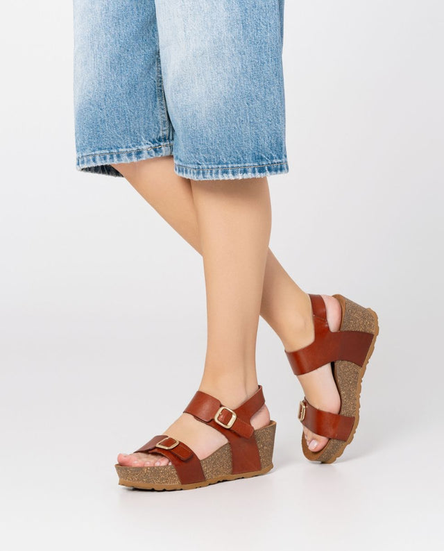 Yokono Sandalia Cuña Bari 301 Marrón