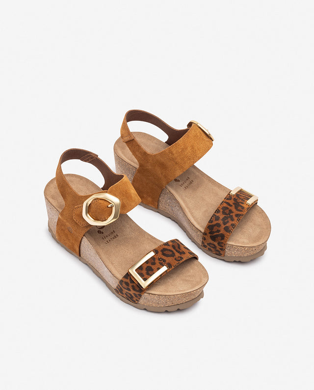 Yokono Sandalia De Cuña BARI-255 Leopardo