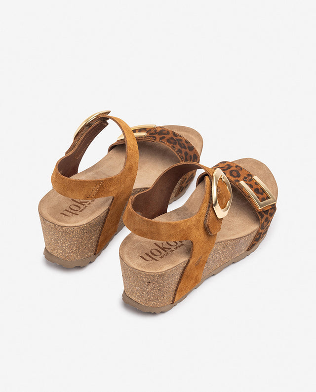 Yokono Sandalia De Cuña BARI-255 Leopardo