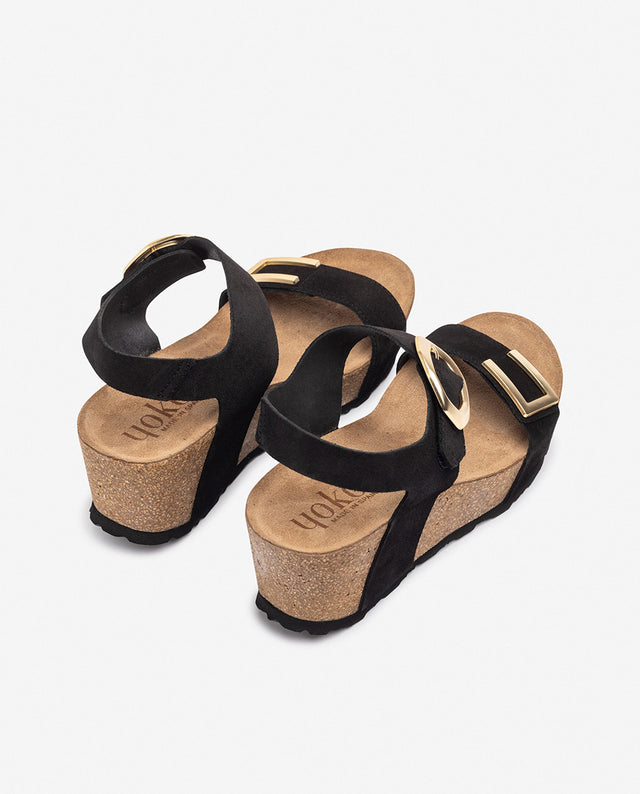 Yokono Sandalia De Cuña BARI-255 Negro