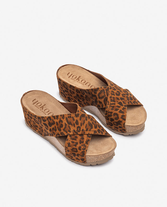 Yokono Sandalia De Cuña BARI-257 Leopardo