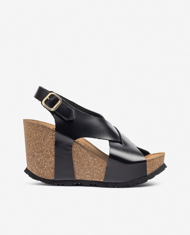 yokono Sandalia de cuña CORFU-250 negro