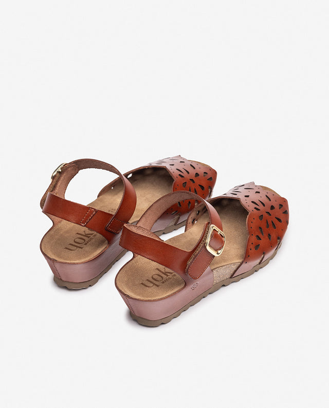 Yokono Sandalia De Cuña MONACO-247 Marrón