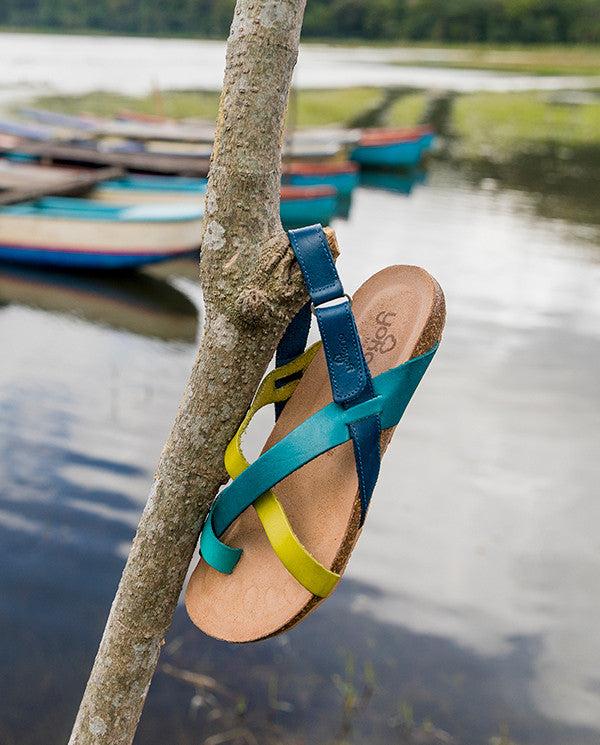 yokono Sandalia plana Ibiza 718 azul