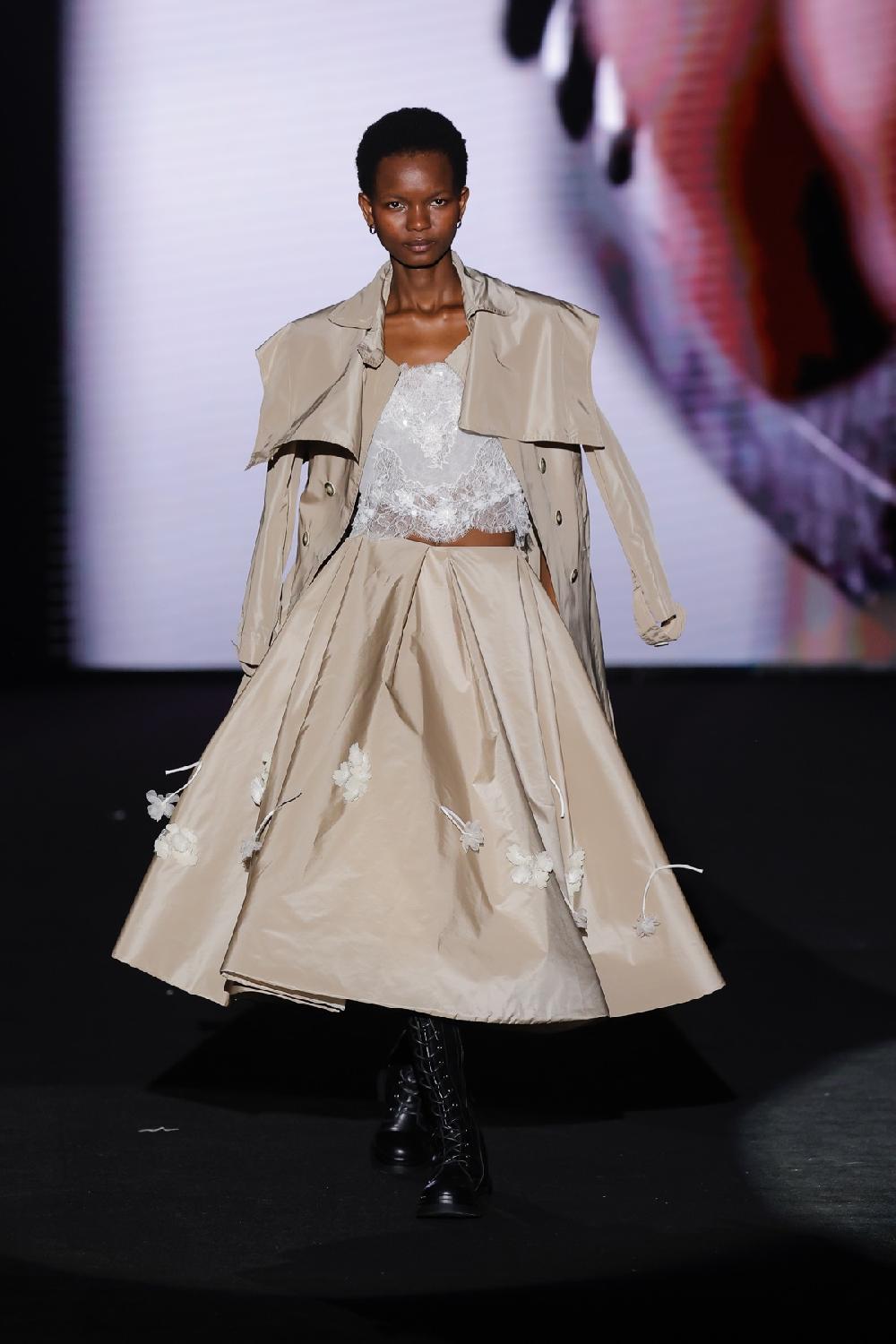 yolancris barcelona GERALDINA TOP – 25-41 SKIRT & 25-2011 TRENCH COAT