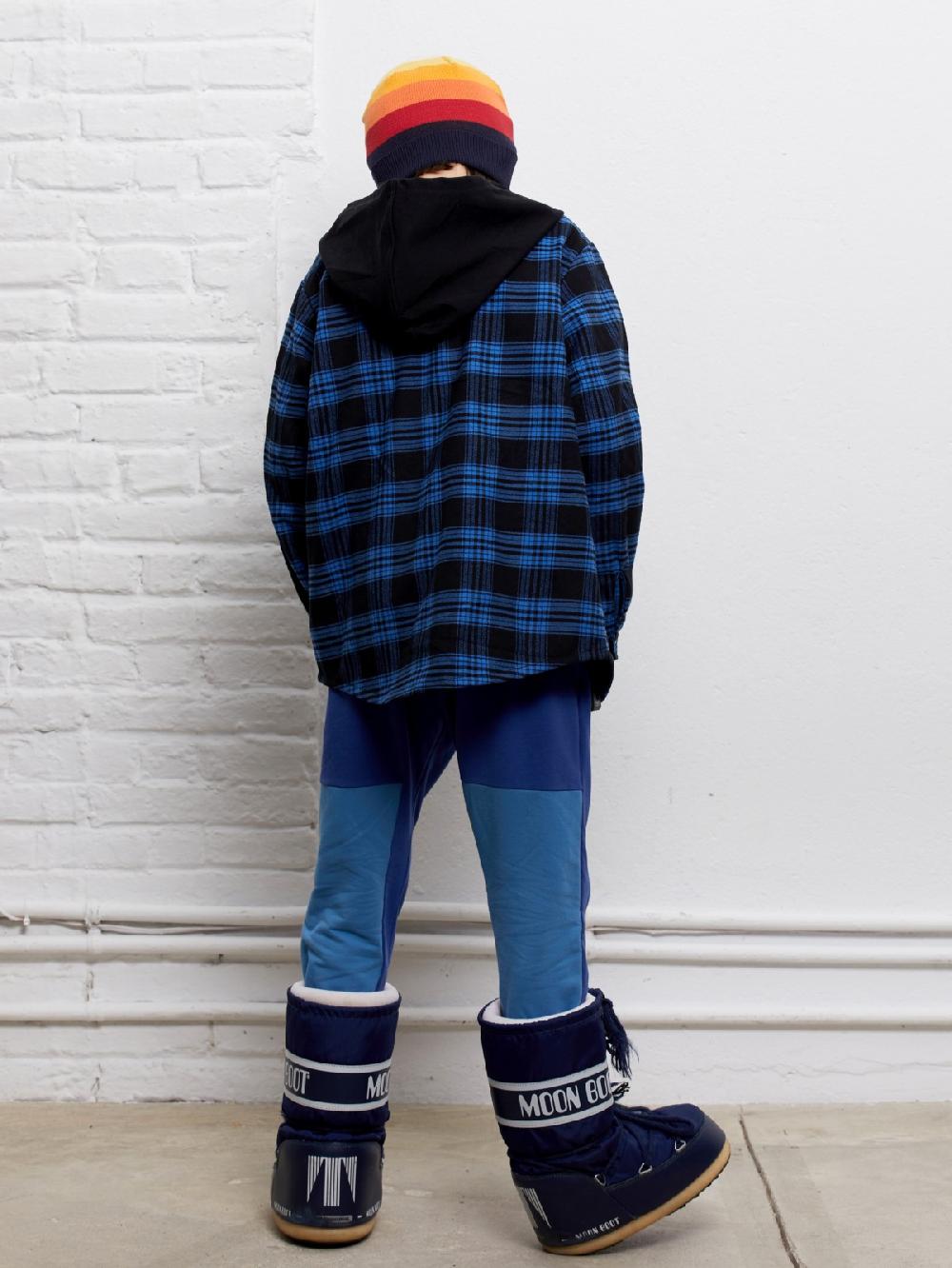 Yporqué FLANNEL HOODED SHIRT (ELECTRIC BLUE+BLACK)