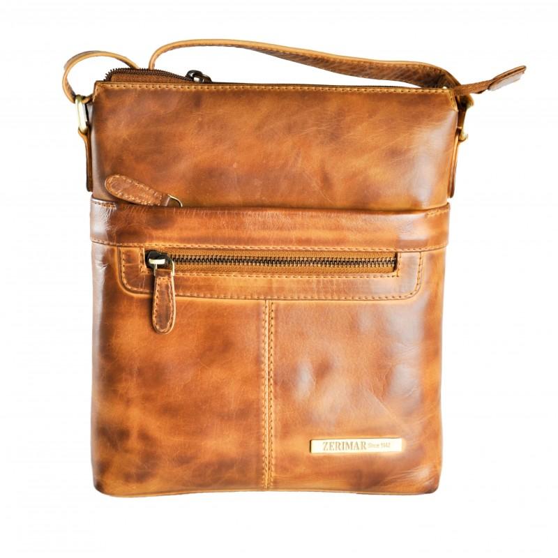 zerimar shoes Bandolera de piel estilo vintage 26x22x4 cm NUEZ