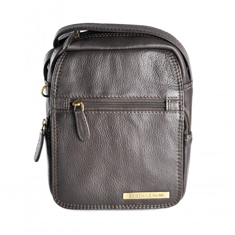 zerimar shoes Bolso bandolera de cuero multibolsillos 19x15x10 cm