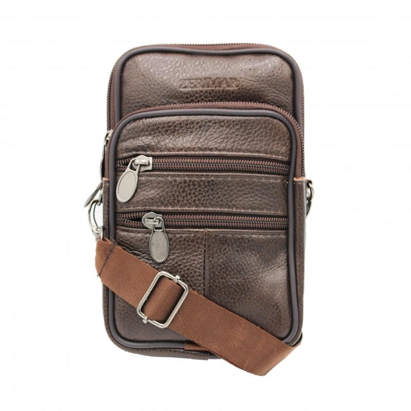 Zerimar Shoes Bolso Bandolera De Piel Con Asa Y Para Cinturón 10x8 Cm