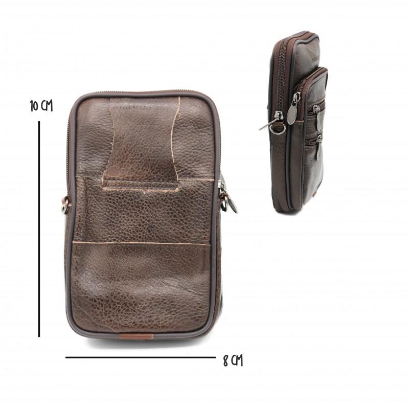 Zerimar Shoes Bolso Bandolera De Piel Con Asa Y Para Cinturón 10x8 Cm