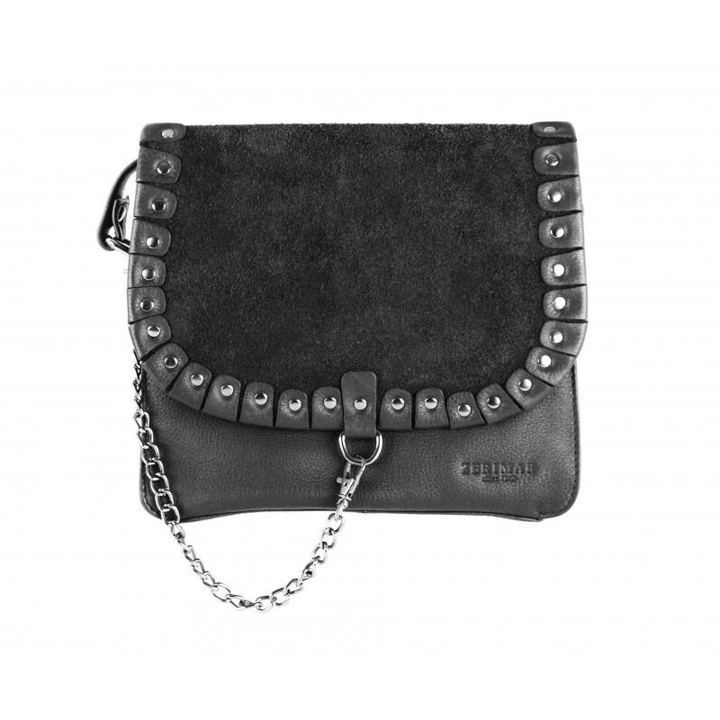 zerimar shoes Bolso bandolera de piel con tachuelas 24x8x20 cm