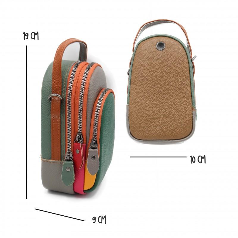 Zerimar Shoes Bolso Bandolera De Piel Multibolsillos 19x10x9 Cm