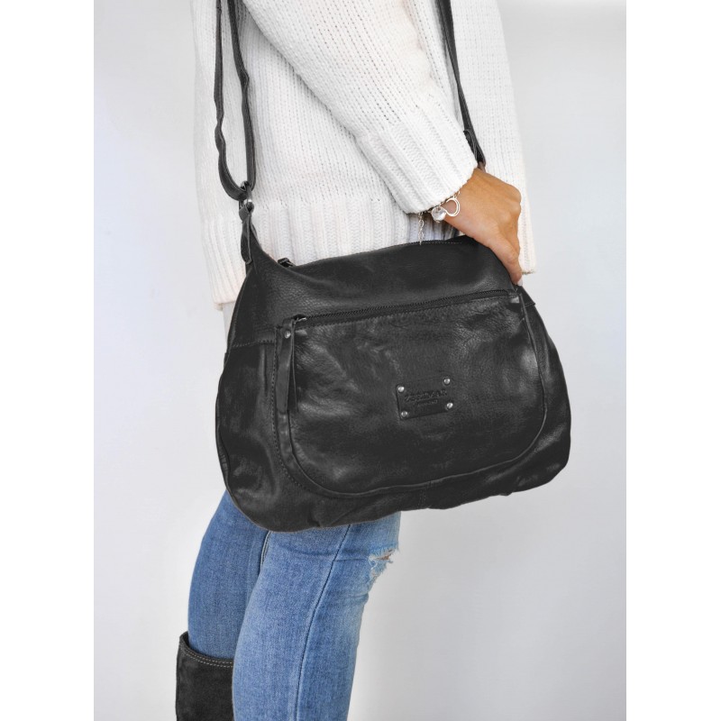 Zerimar Shoes Bolso De Piel Con Correa Y Multicremallera VIKTOR 39x29x8 Cm