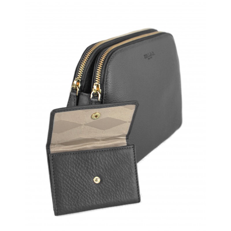 Zerimar Shoes Bolso De Piel Con Doble Cremallera 24x9x17 Cm