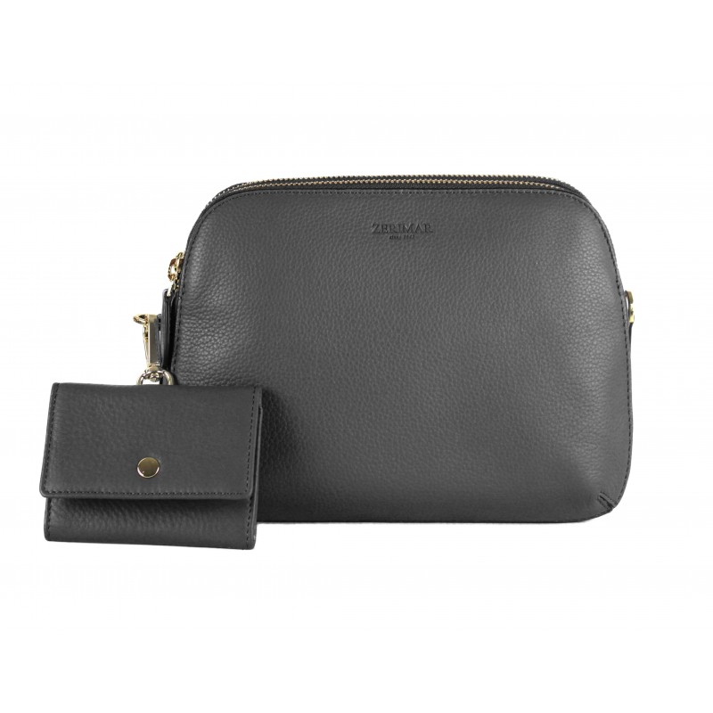 zerimar shoes Bolso de piel con doble cremallera 24x9x17 cm