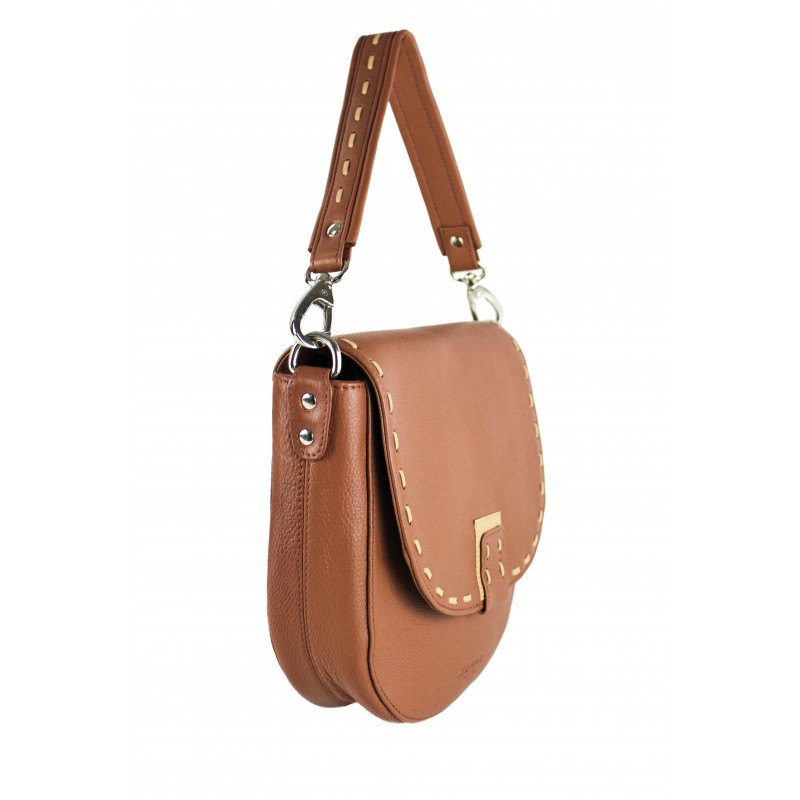 Zerimar Shoes Bolso De Piel Detalle Beige Con Doble Asa 23x6x23 Cm