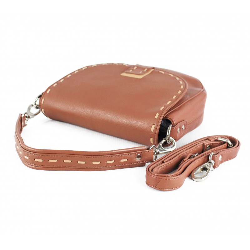 Zerimar Shoes Bolso De Piel Detalle Beige Con Doble Asa 23x6x23 Cm