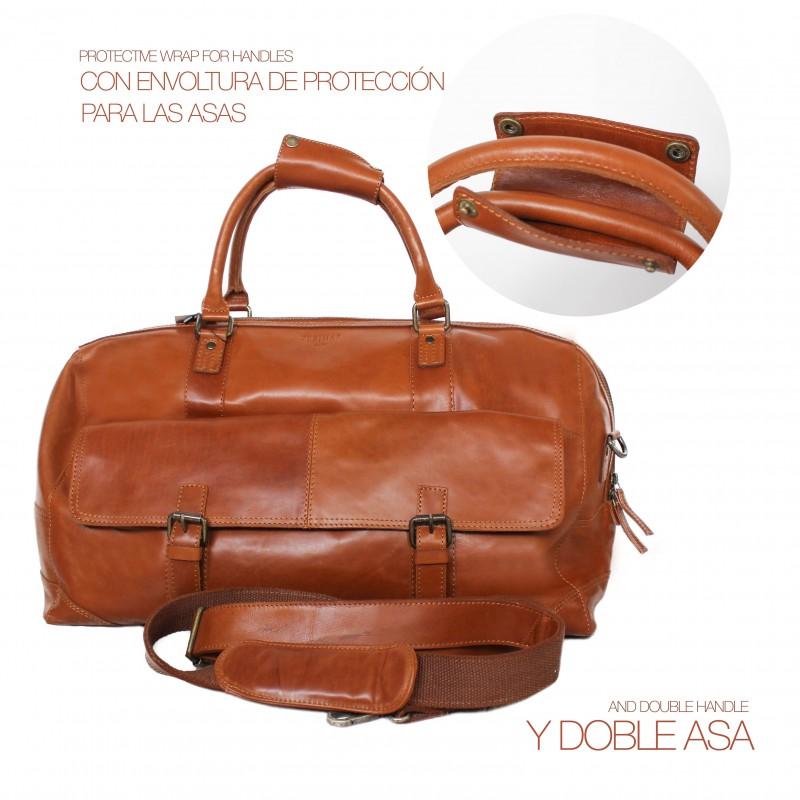 Zerimar Shoes Bolso De Piel Grande De Viaje 28x49x24 Cm DECOX