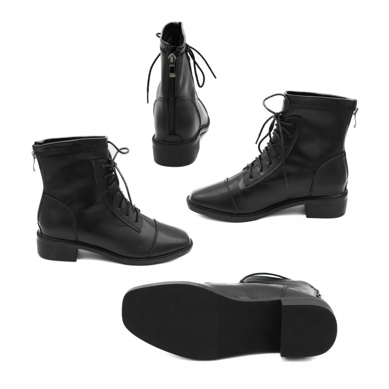 Zerimar Shoes Botas De Cordones Con Punta Cuadrada Modelo LIBBY