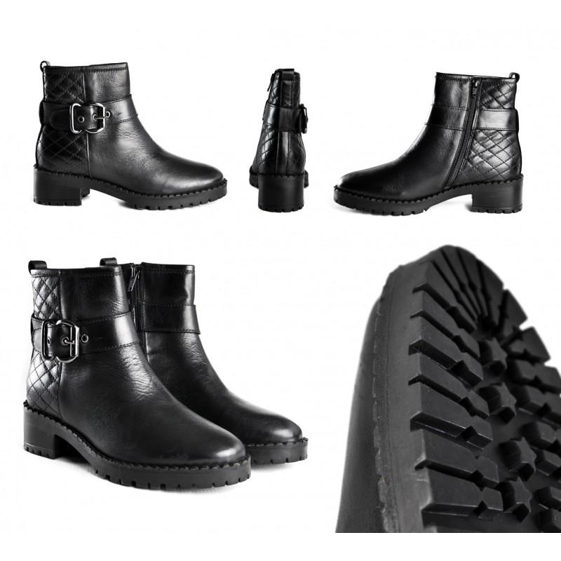 Zerimar Shoes Botines De Piel Acolchados Con Hebilla Y Cremallera