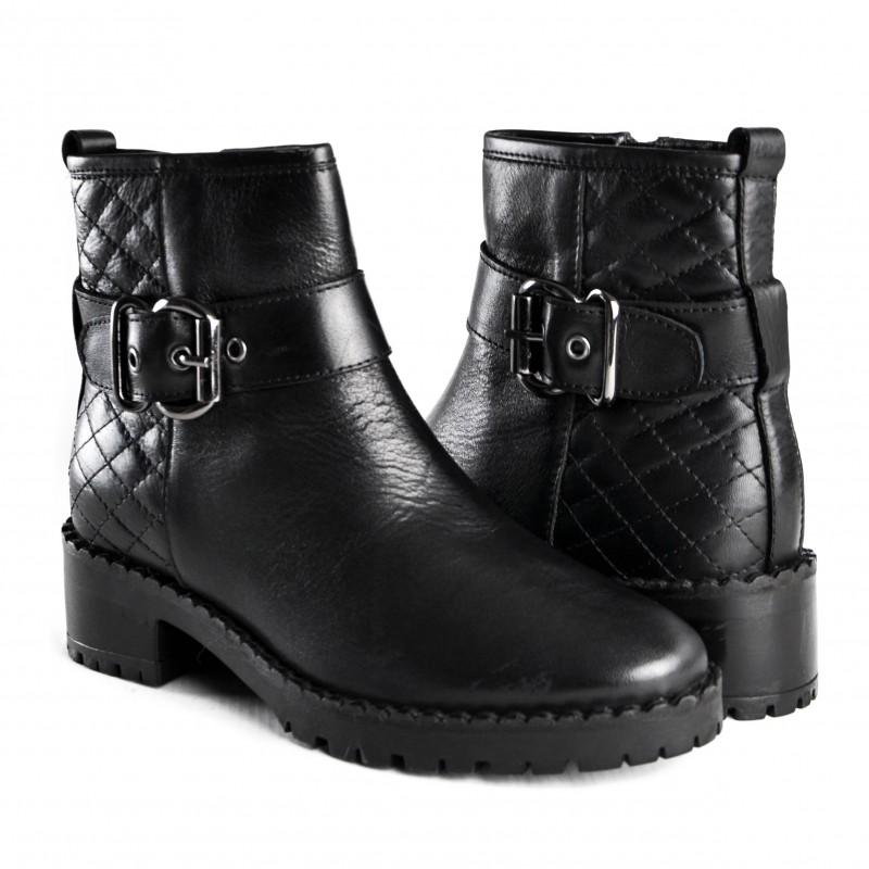 zerimar shoes Botines de piel acolchados con hebilla y cremallera