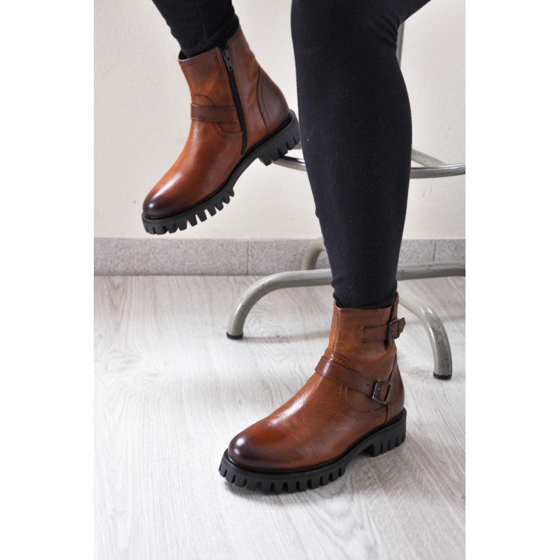 Zerimar Shoes Botines De Piel Con Doble Hebilla Y Cremallera