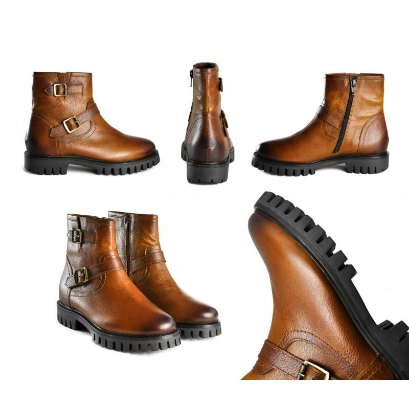 Zerimar Shoes Botines De Piel Con Doble Hebilla Y Cremallera