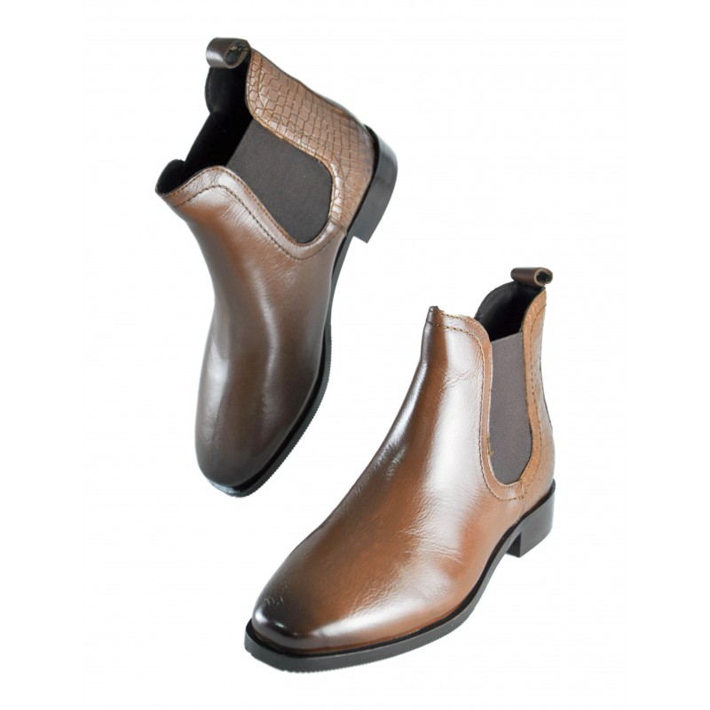 Zerimar Shoes Botines De Piel Con Elastico Y Grabado Coco TAN