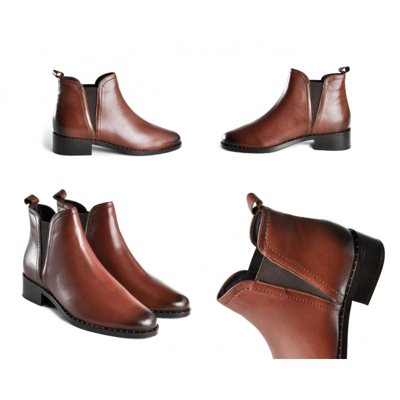 Zerimar Shoes Botines De Piel Con Elástico Y Tachuelas