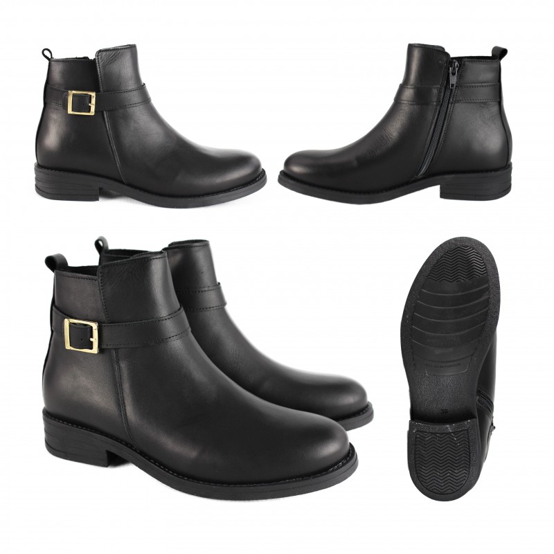 Zerimar Shoes Botines De Piel Con Hebilla Y Cremallera Modelo TENGA