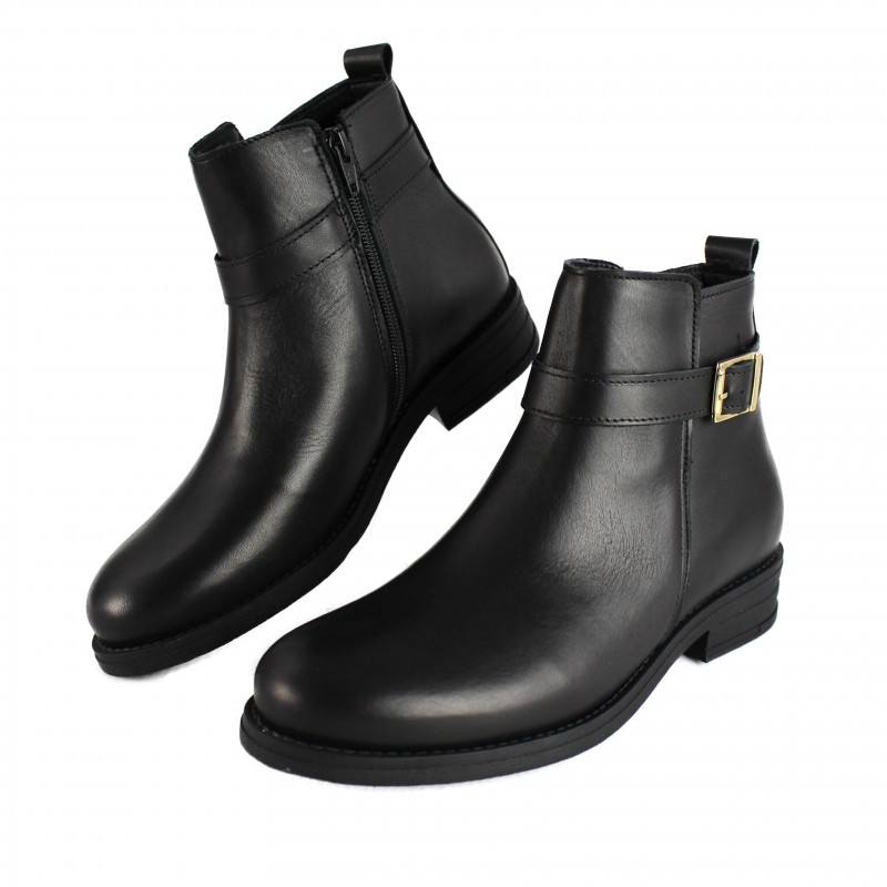 Zerimar Shoes Botines De Piel Con Hebilla Y Cremallera Modelo TENGA